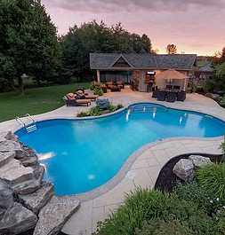 Custom pool and stone patio in Traverse City, Michigan