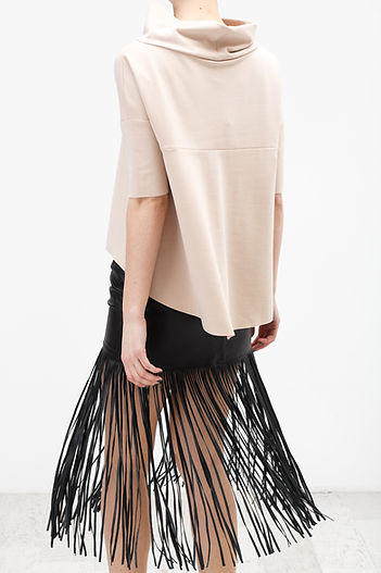 Beige Blouse and Black Skirt