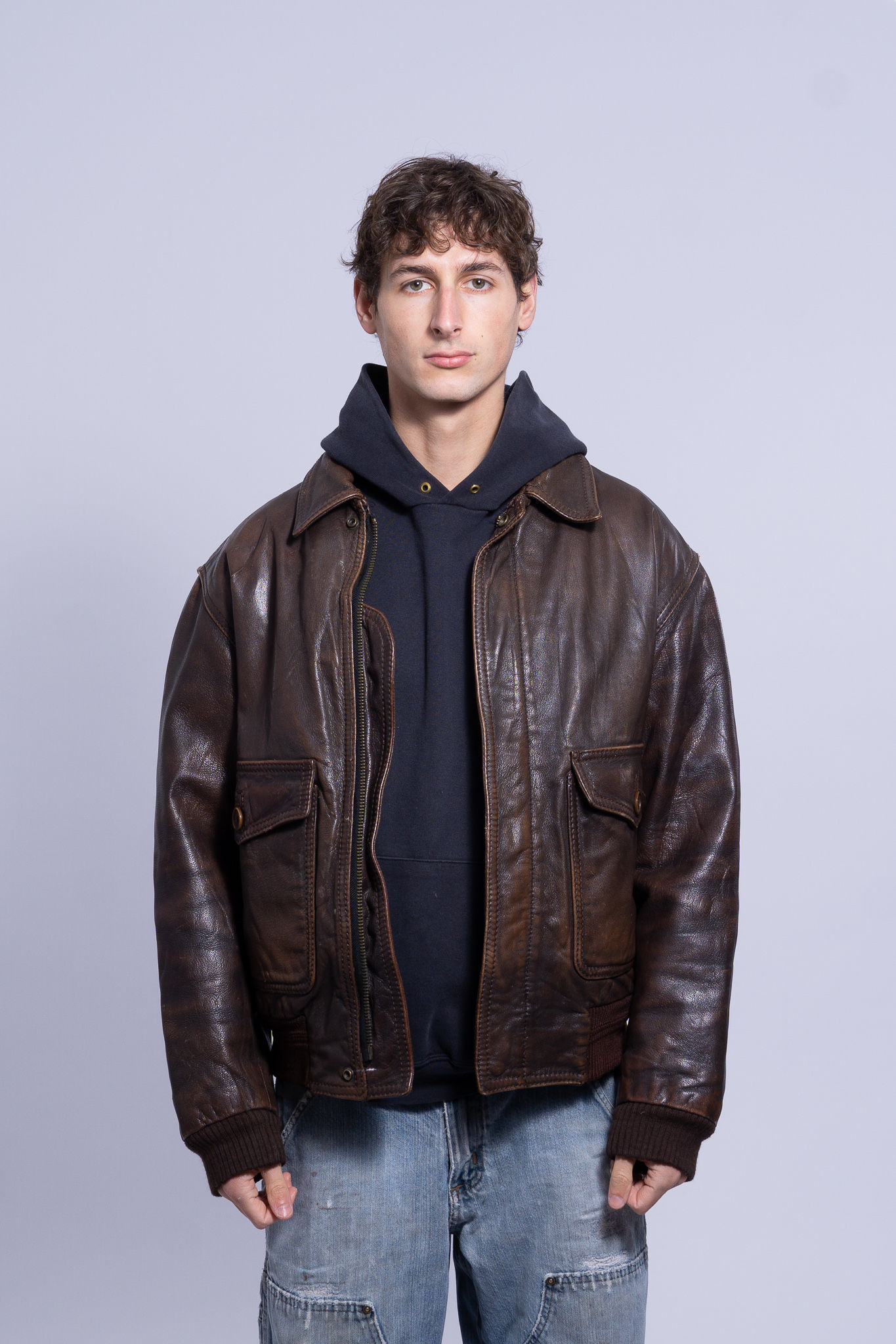 Vintage Aviator Lederjacke / M/L