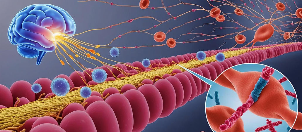 genere une image avec des vesiclues extracellulare (exosomes) sortant d'un cerveau travers