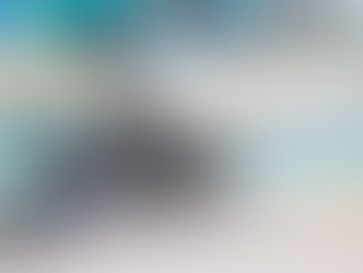 Inflatable shark toy by a poolside with water slides in the background. A "3 FT 6 IN" and "No Diving" sign is visible. Bright colors.