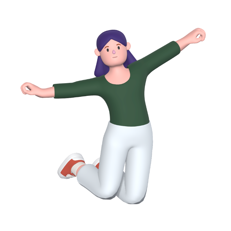 Casual Woman Jumping