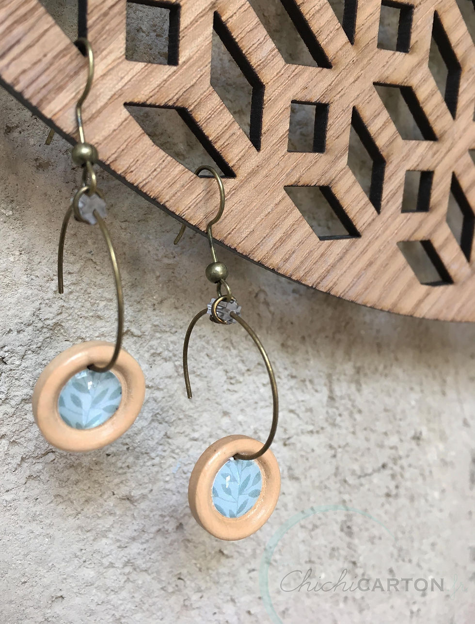 Miniature : Boucles d'oreilles - Bois & cuivré