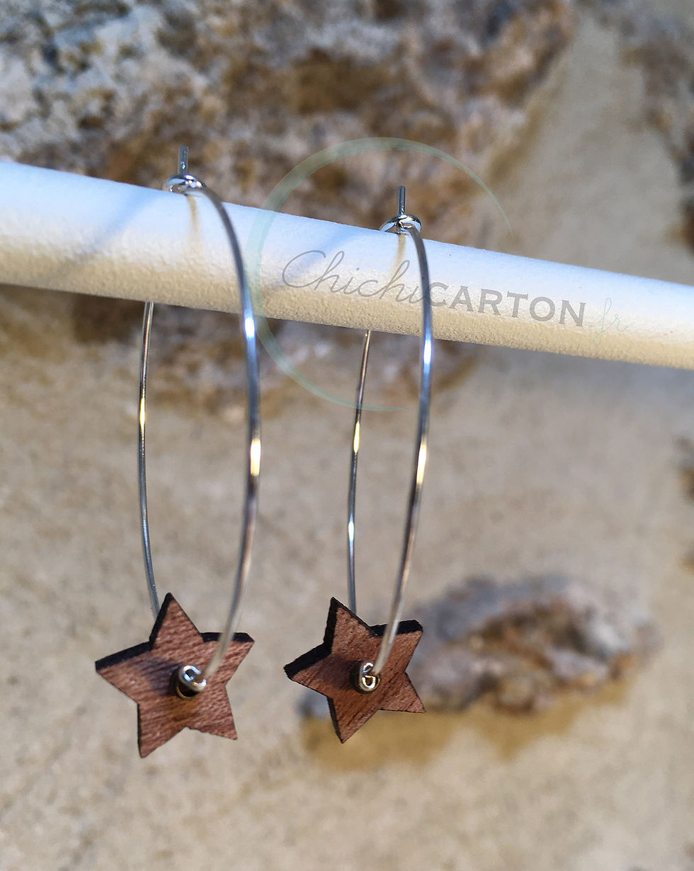 Miniature : Boucles d'oreilles Créoles  - Bois naturel