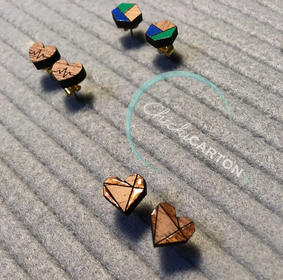 Thumbnail: Clous d'oreilles  - Bois Coloré