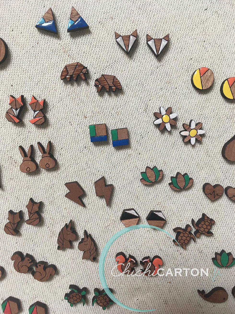 Miniature : Clous d'oreilles  - Bois brut