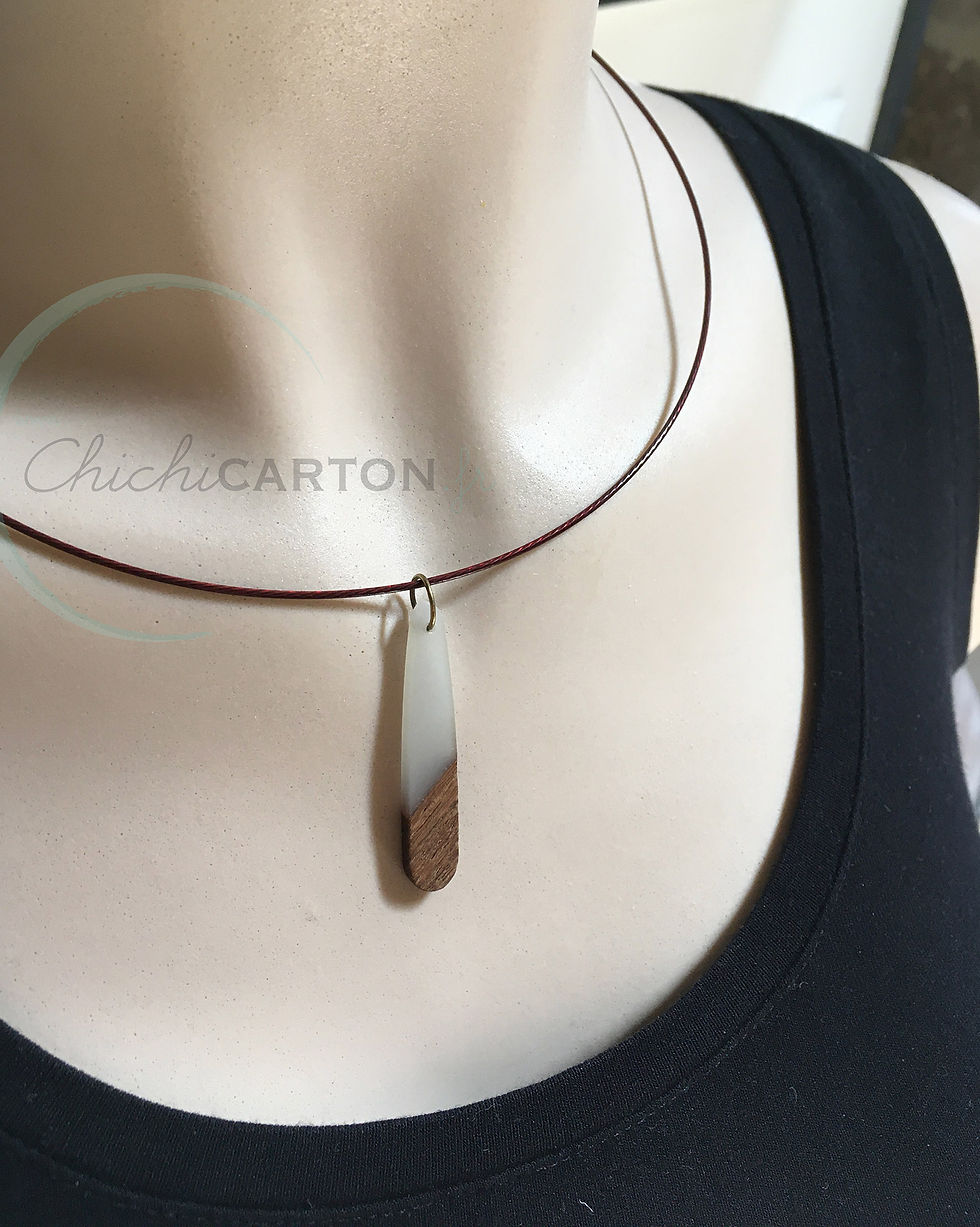 Miniature : Collier "Goutte" - Noyer  & résine - 3 couleurs