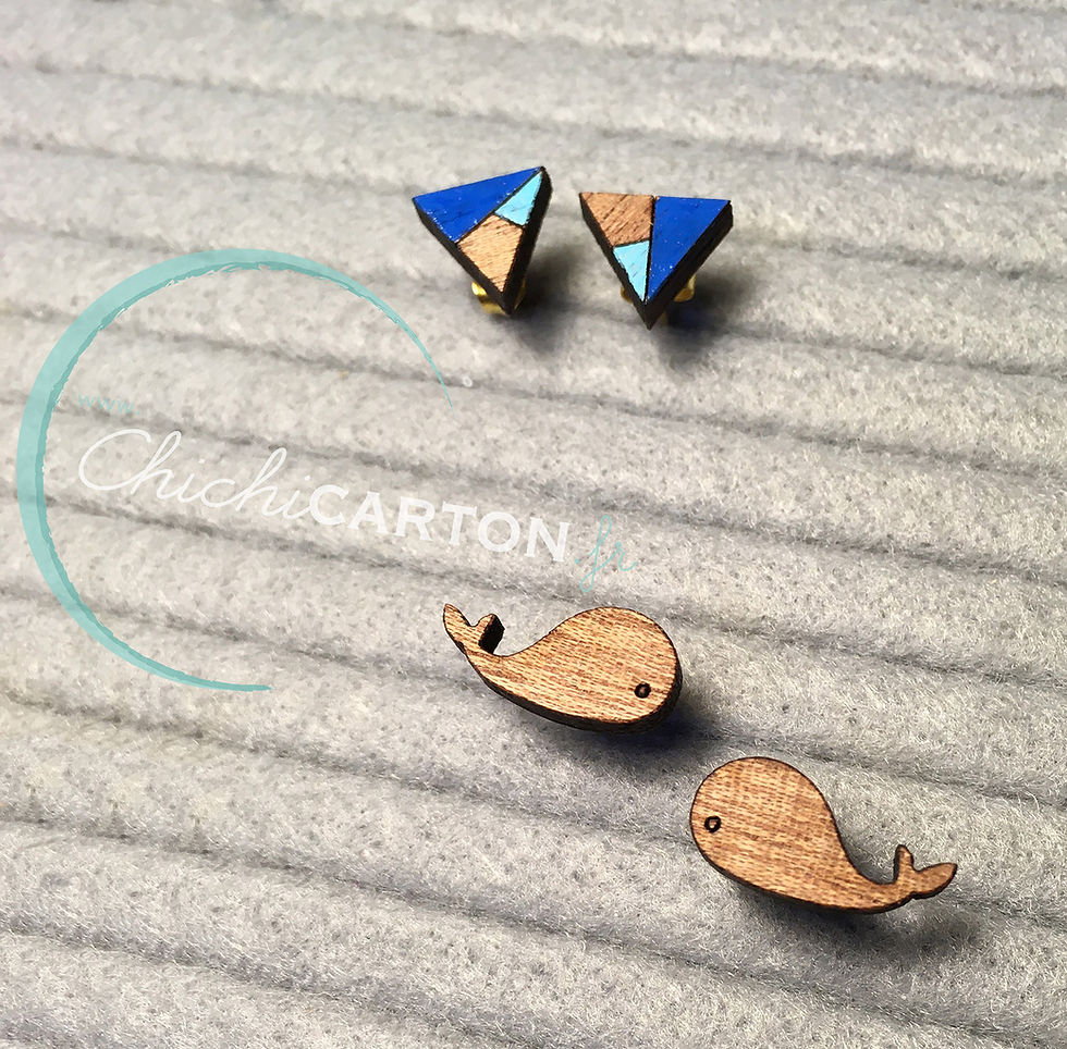 Miniature : Clous d'oreilles  - Bois brut