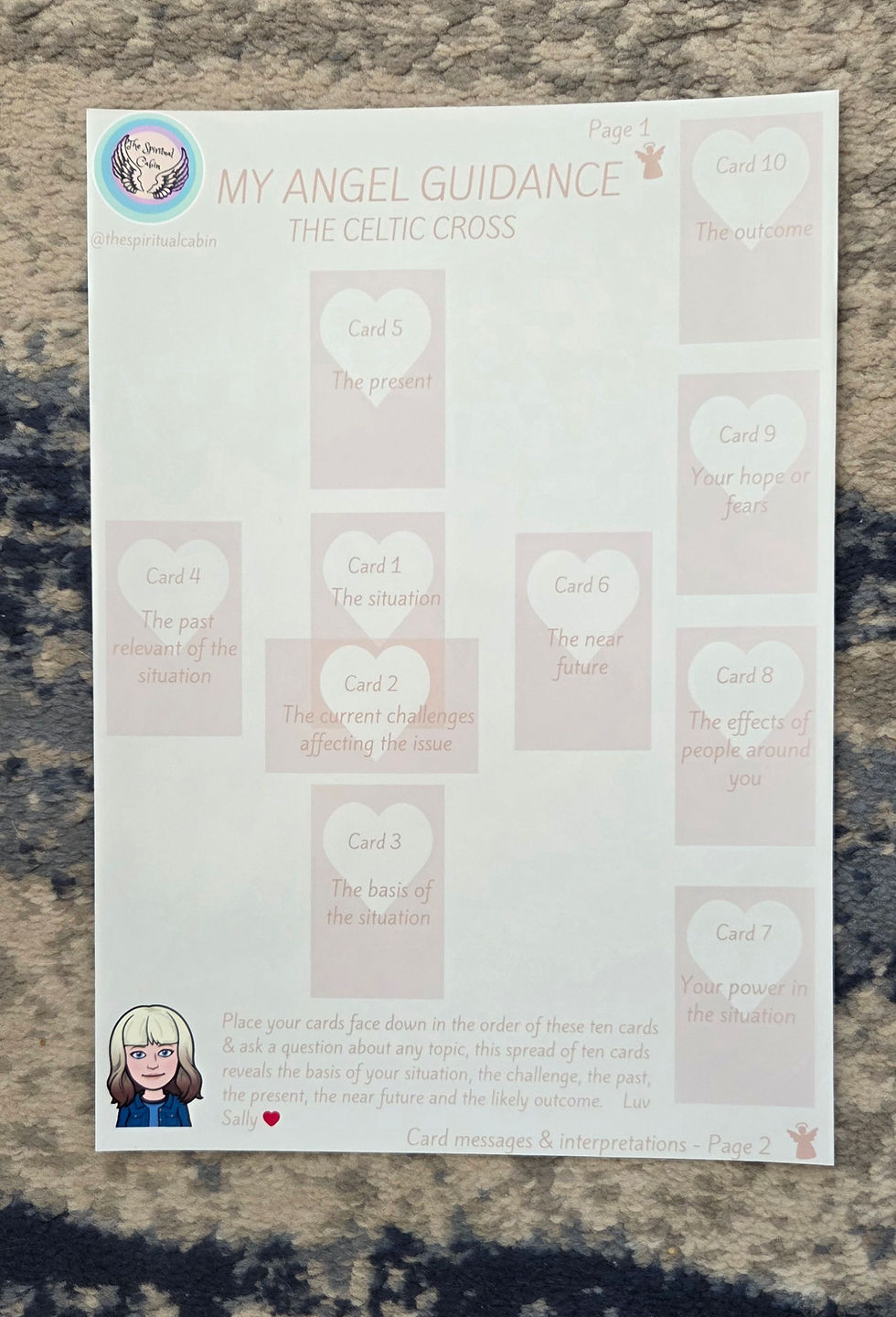 A4 ANGEL GUIDANCE SHEET: The Celtic Cross 4, Beige - Digital Download PDF (5 Sheets)
