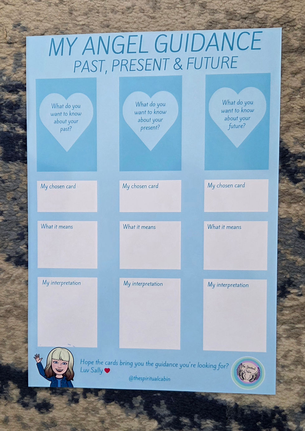 A4 ANGEL GUIDANCE SHEET: Past, Present & Future 3, Light Blue - Digital Download PDF (4 Sheets)