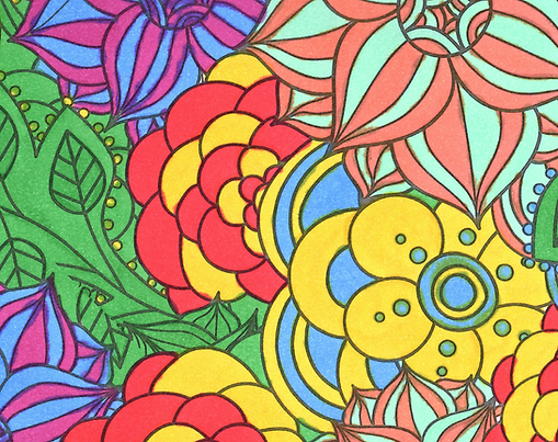 Funky 'Mandala Flowers 1' A4 Print in a Multicoloured design