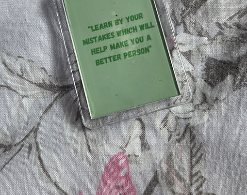 Unique Inspirational Quote 'Learn By Your Mistakes' Green Key Ring