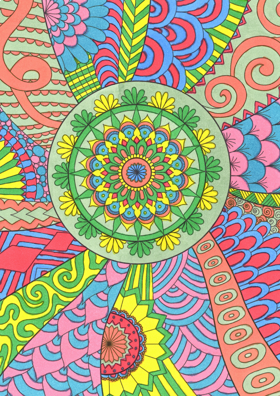 Funky 'Mandala Style 3' A4 Print in a Multicoloured design