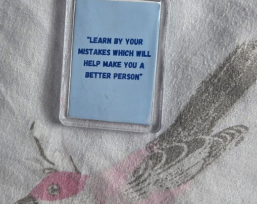 Unique Inspirational Quote 'Learn By Your Mistakes' Blue Key Ring