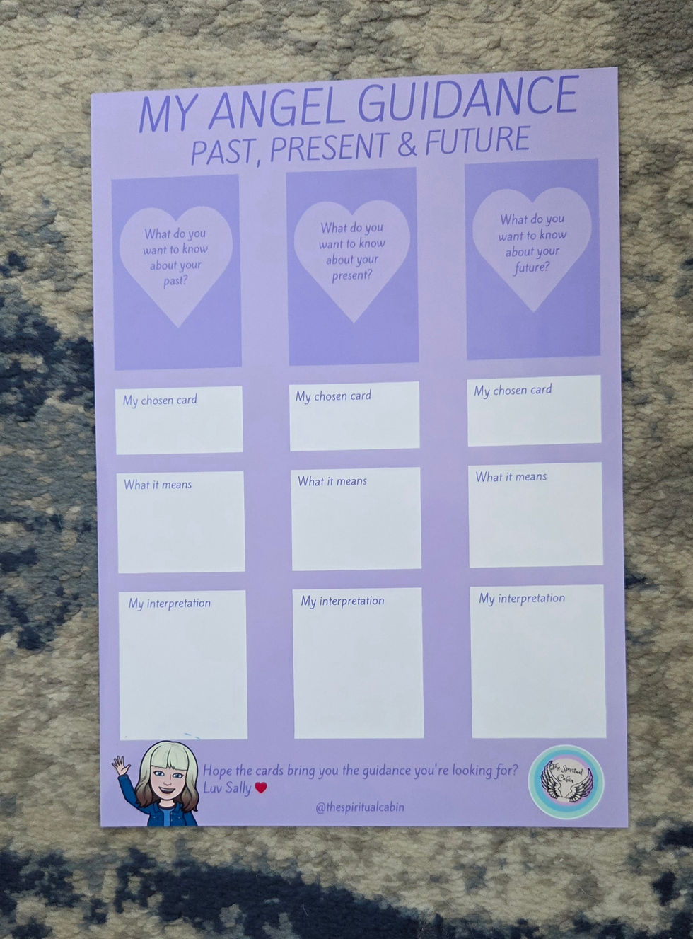 A4 ANGEL GUIDANCE SHEET: Past, Present & Future 4, Lilac - Digital Download PDF (4 Sheets)