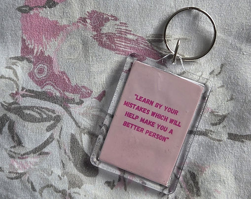 Unique Inspirational Quote 'Learn By Your Mistakes' Pink Key Ring