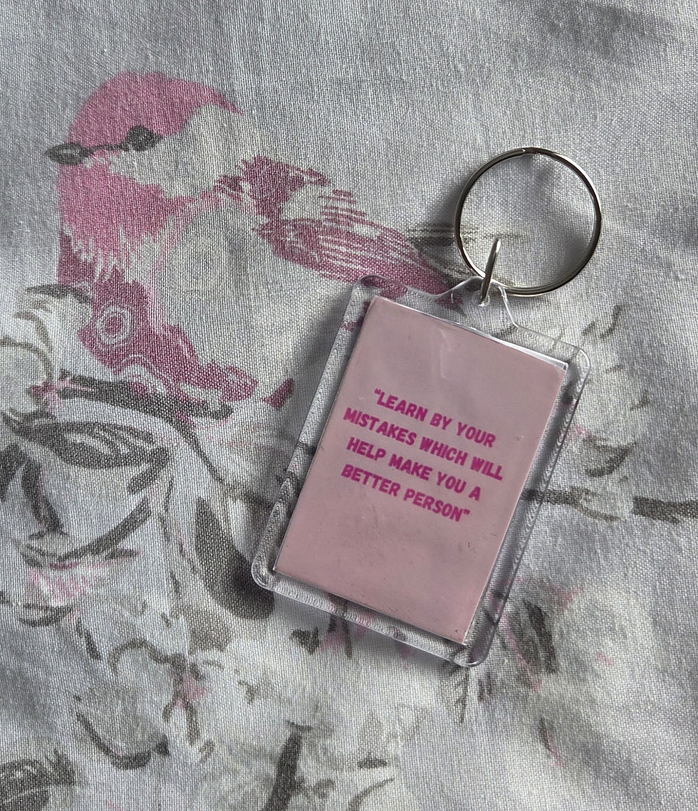 Unique Inspirational Quote 'Learn By Your Mistakes' Pink Key Ring