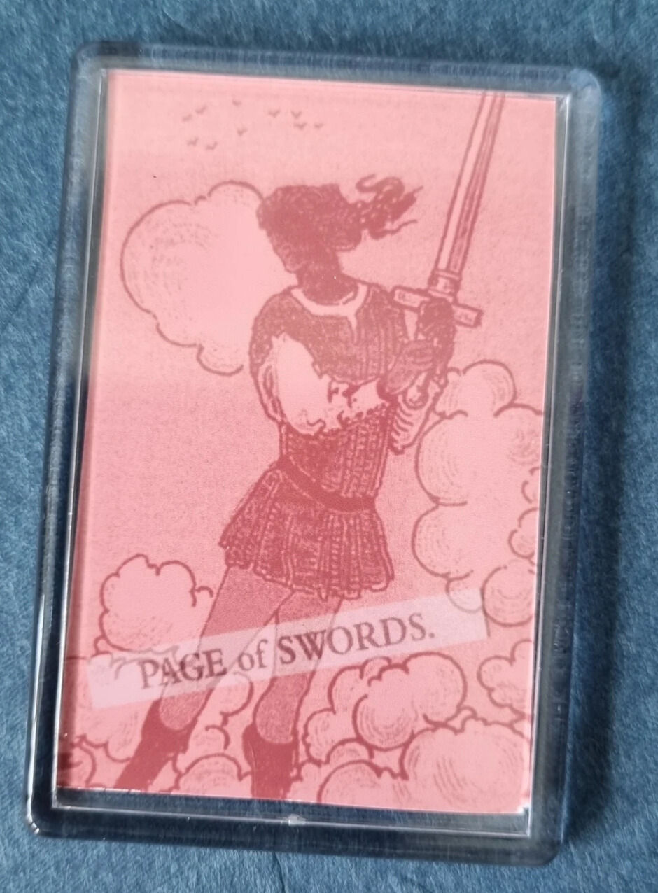 Major Arcana Page Of Swords Red Tarot Card Fridge Magnet