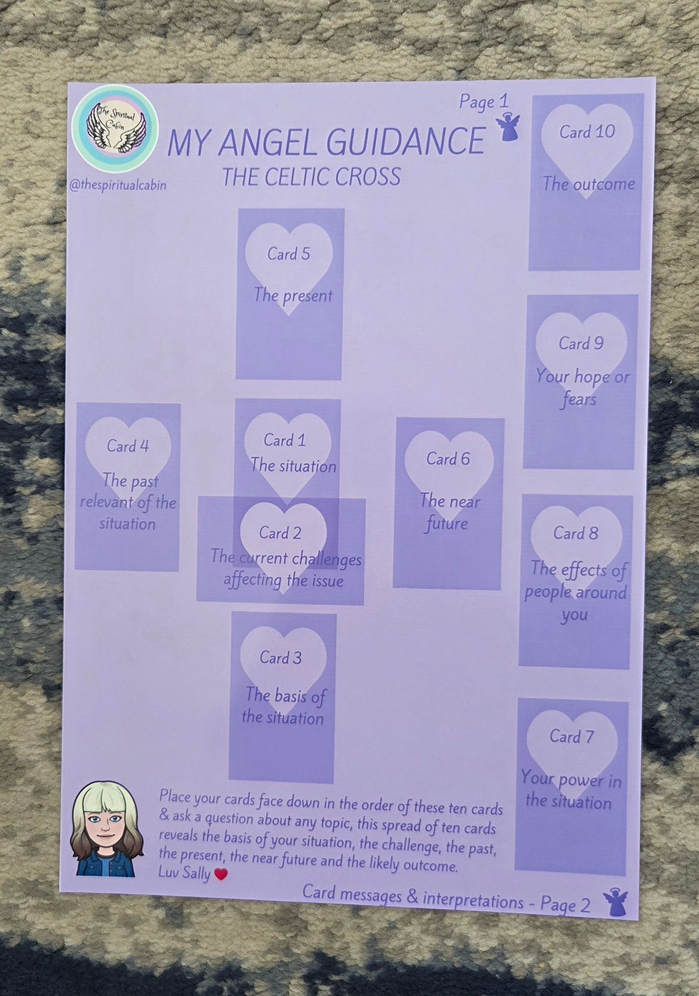 A4 ANGEL GUIDANCE SHEET: The Celtic Cross 2, Lilac - Digital Download PDF (5 Sheets)