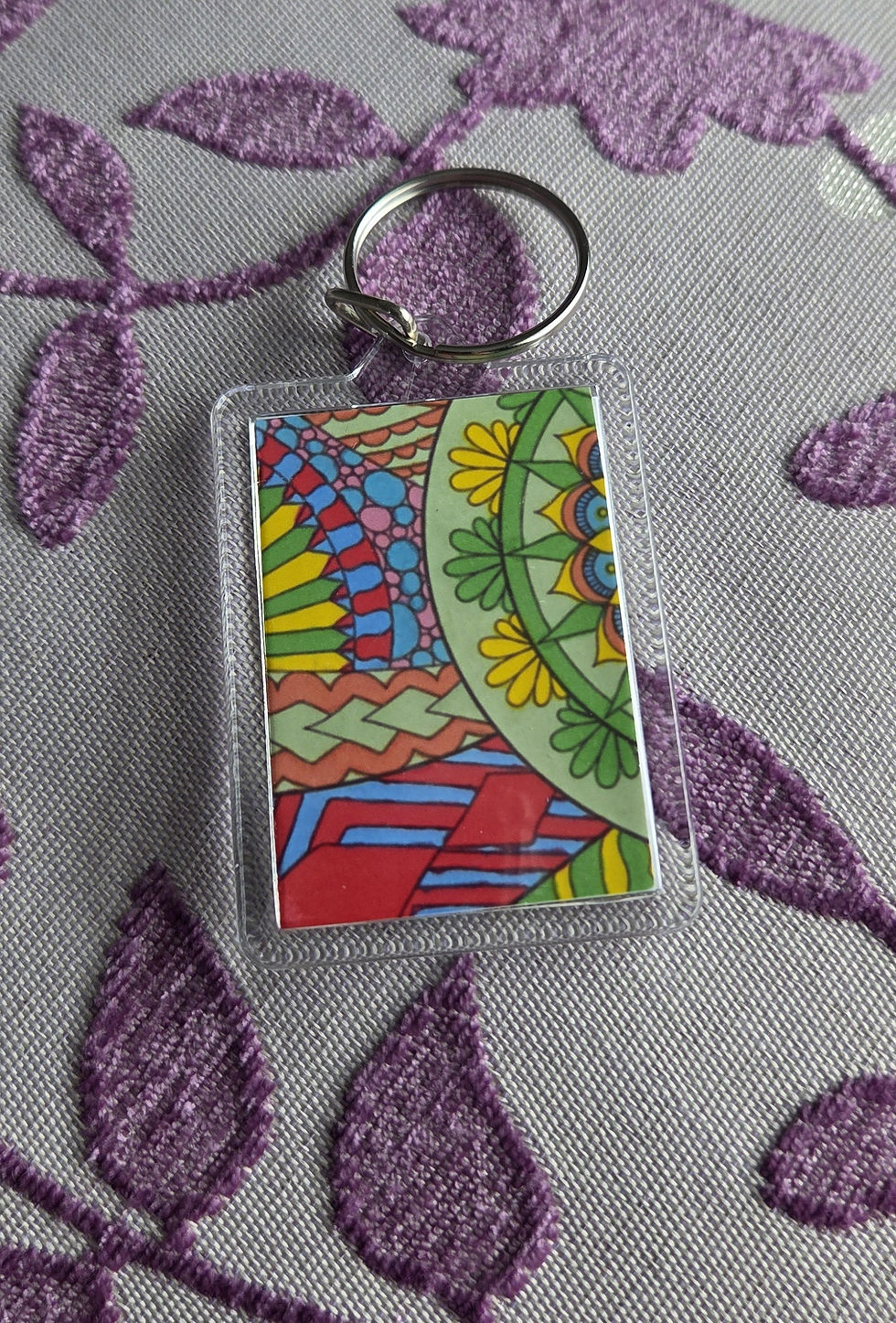 Unique 'Mandala Style 2' key ring in a multicoloured design.