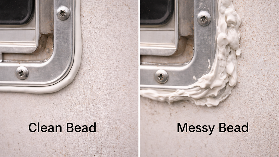 Clean bead vs excessive messy bead comparison