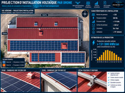 Vue aérienne avec projection d'installation photovoltaïque