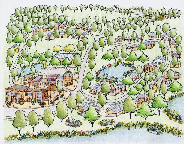 Community ButterflyScaping expands the concept of butterfly gardening through community-wide preservation and planting of butterfly host vegetation. (Illustration: Gail Hansen)