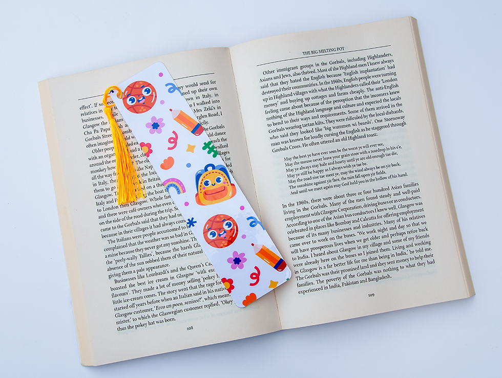 Cute book mark, reading book, school, bright colours, ADHD, Tassel, education, bed time, work, office