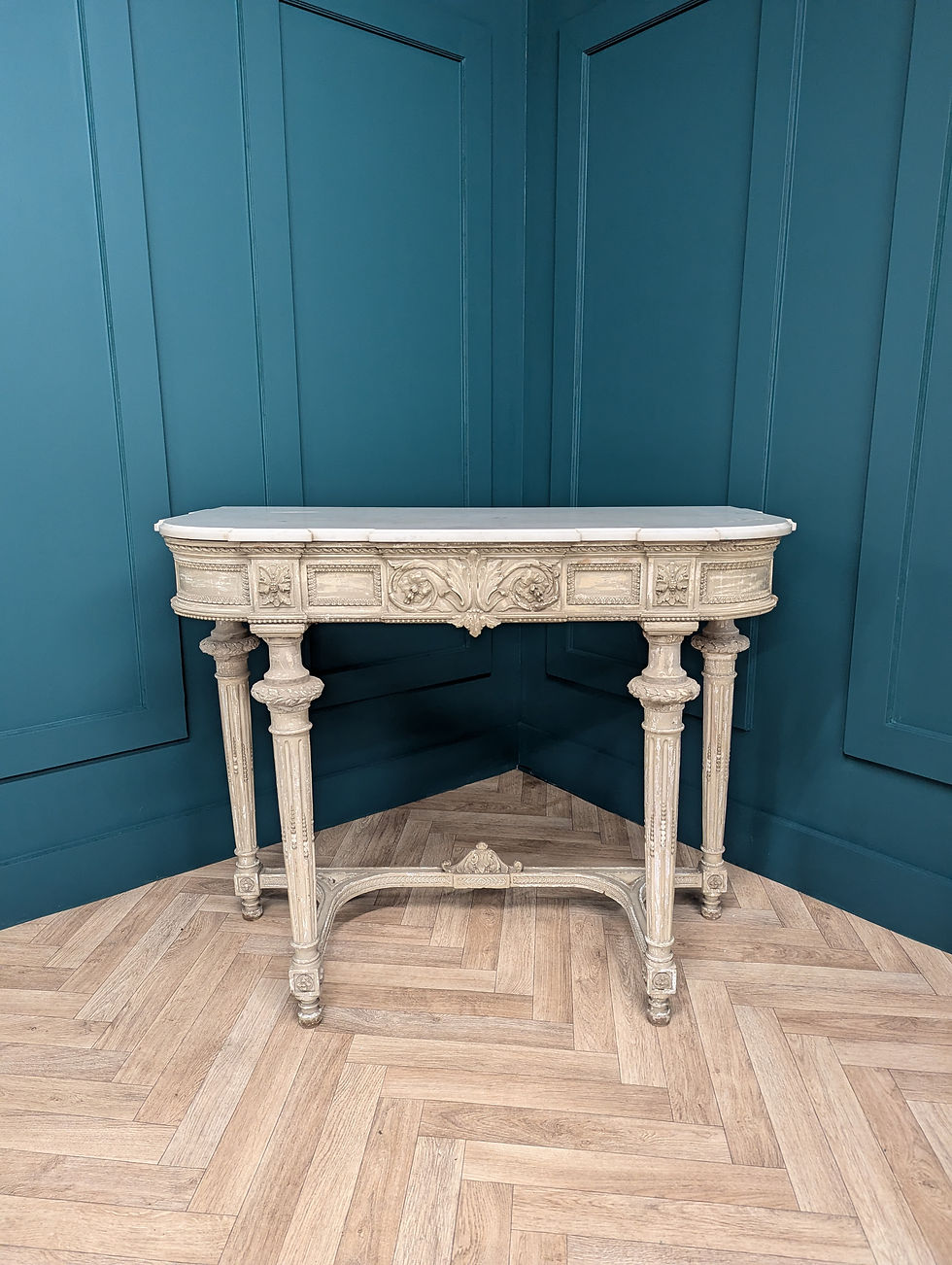 Authentically Aged 19th Century Marble Top Console Table