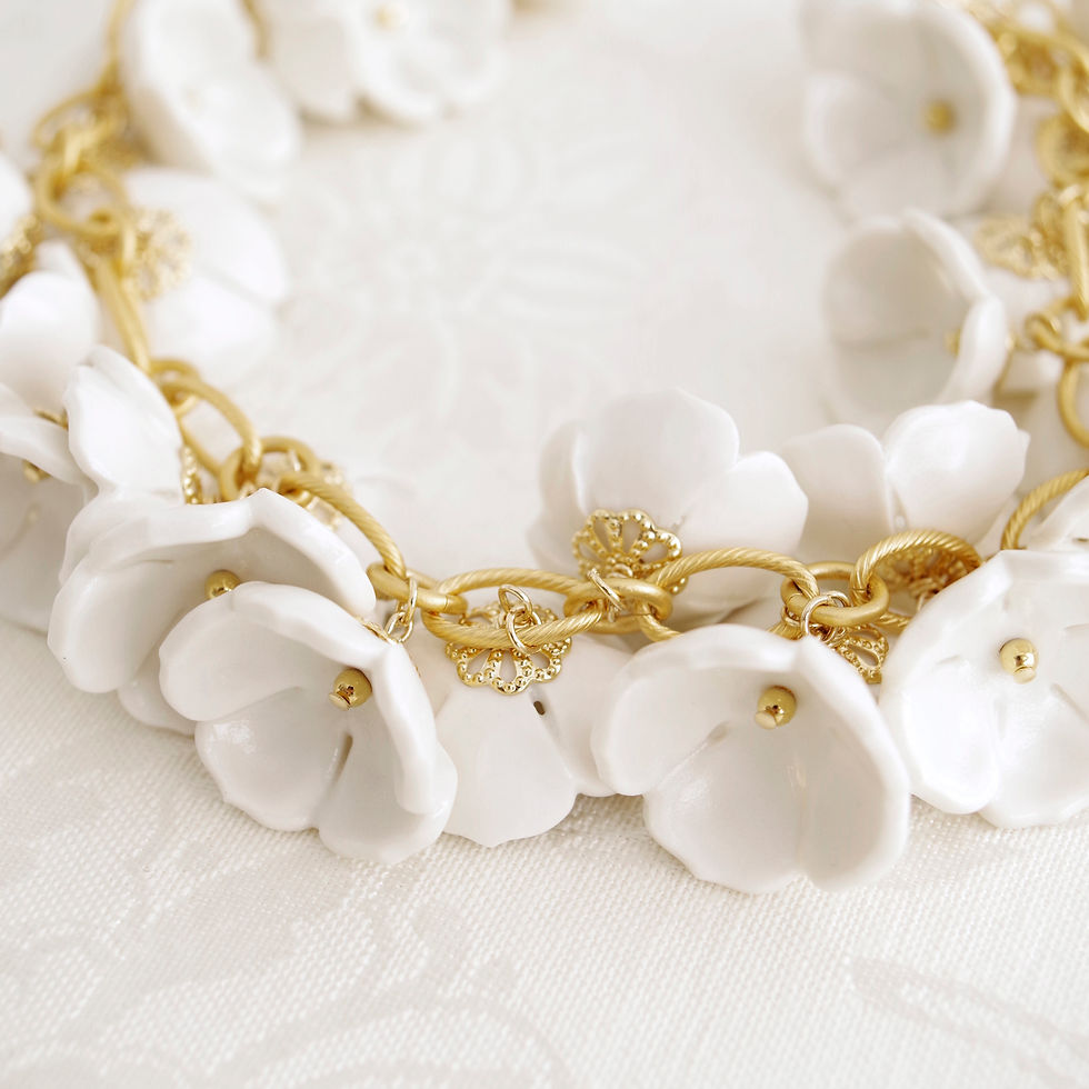 Thumbnail: Porcelain Plum Blossom Cluster Necklace