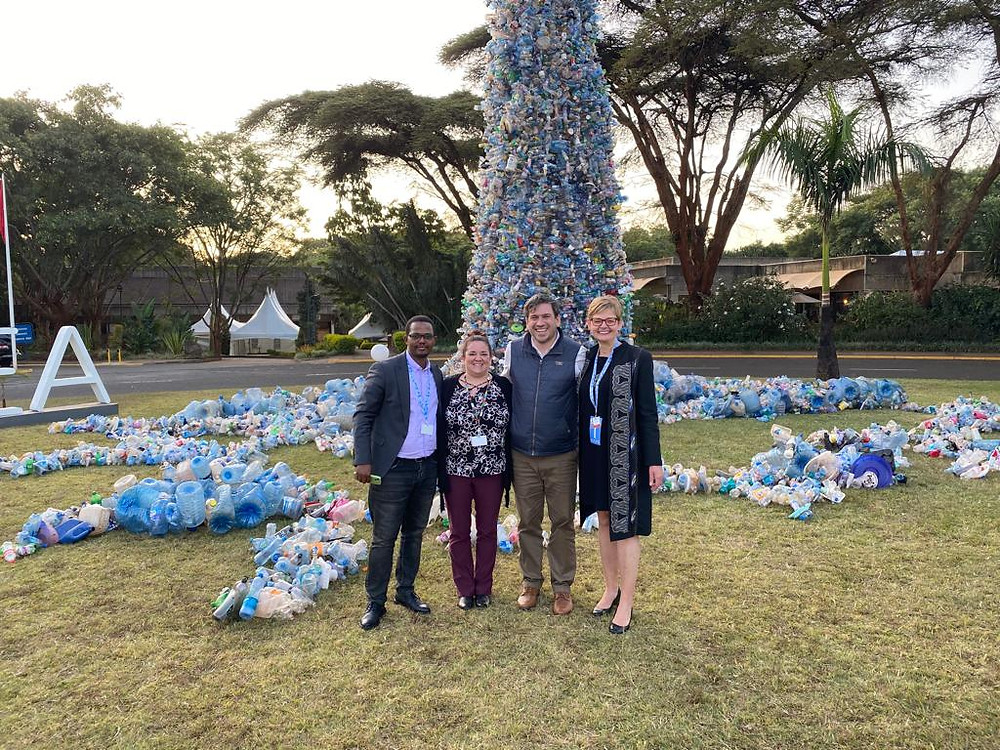 Caption photo 1: Peter Katanisa, Maria Ivanova, Brian Harding, Meg Hassey at UNEA in Nairobi