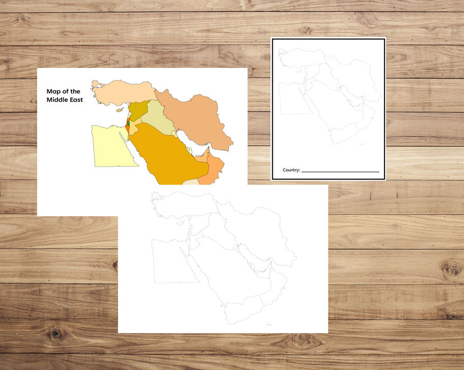 Map of the Middle East Montessori Bundle
