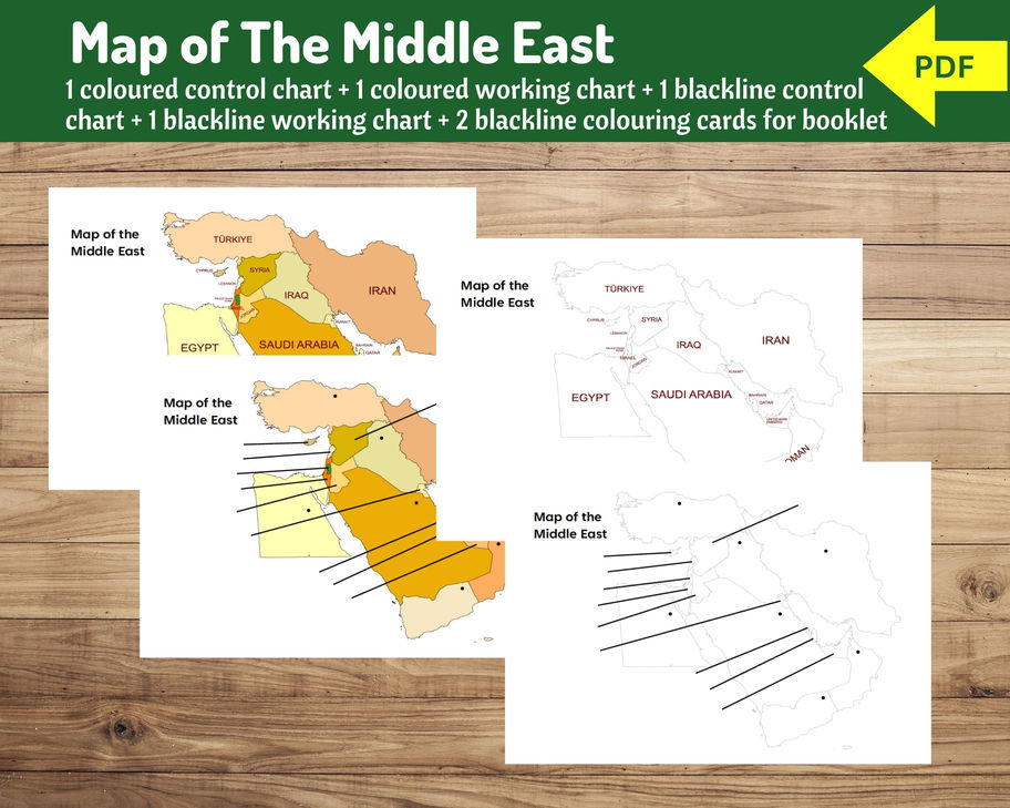 Map of the Middle East Montessori Bundle