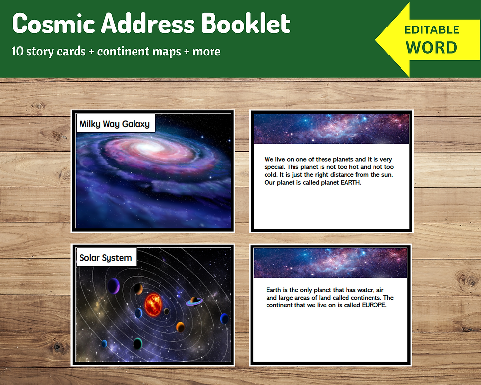 Montessori Cosmic Address Booklet - FREE