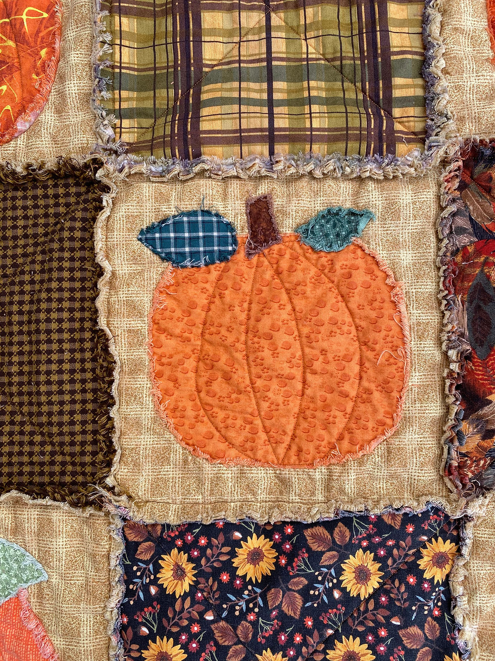 Pumpkin Rag Block and Coordinating Autumn Block