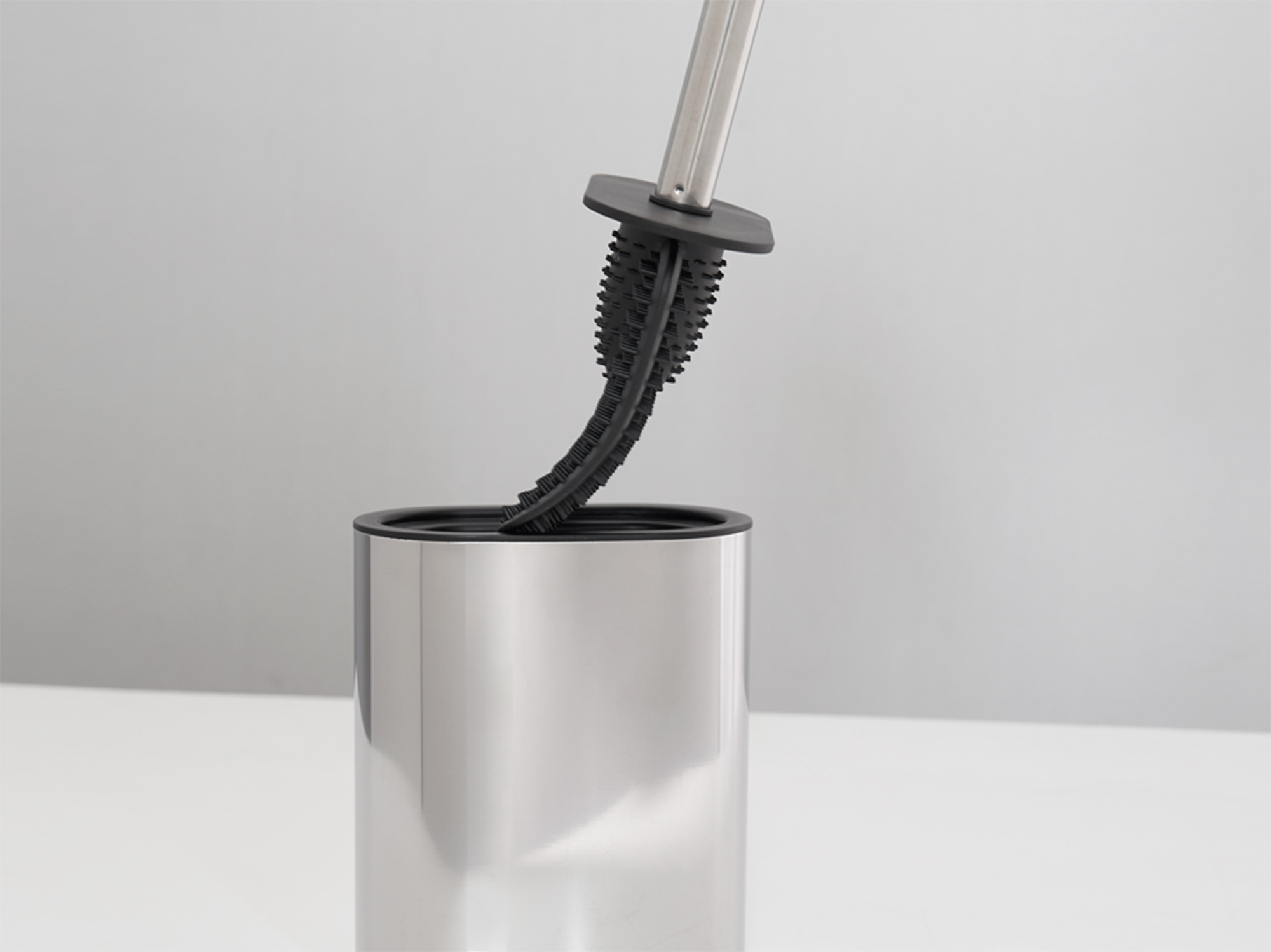 Toilet Brush (Sana / TBH0001) in Polished Steel & Black view 6