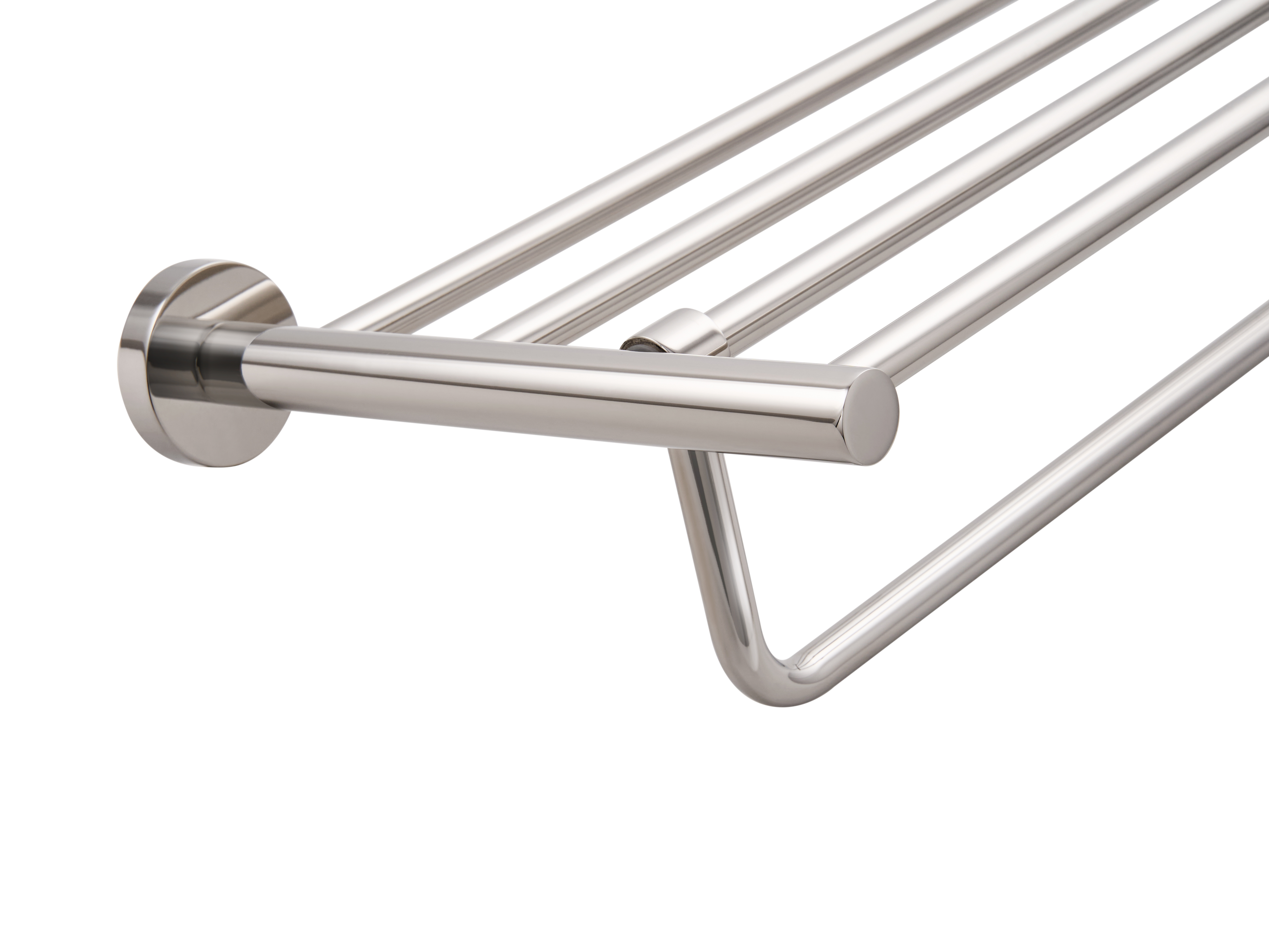 Harrogate Towel Rail with Shelf in Polished Steel view 4