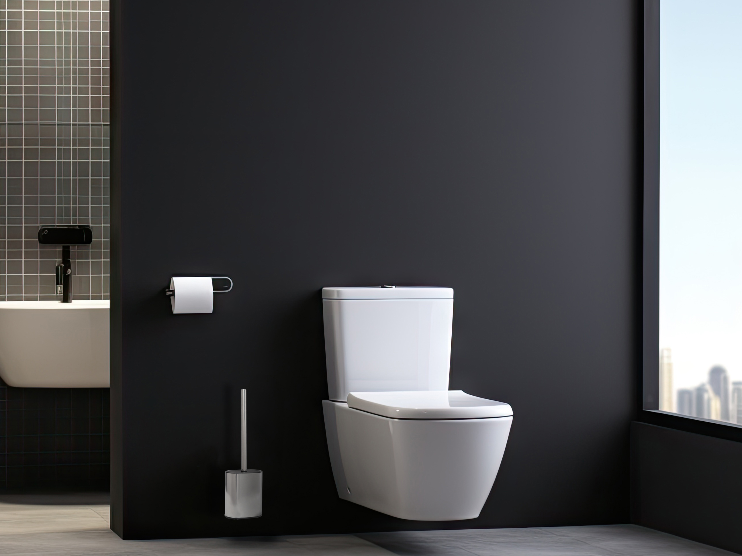 Toilet Brush (Sana / TBH0001) in Polished Steel & Black view 7