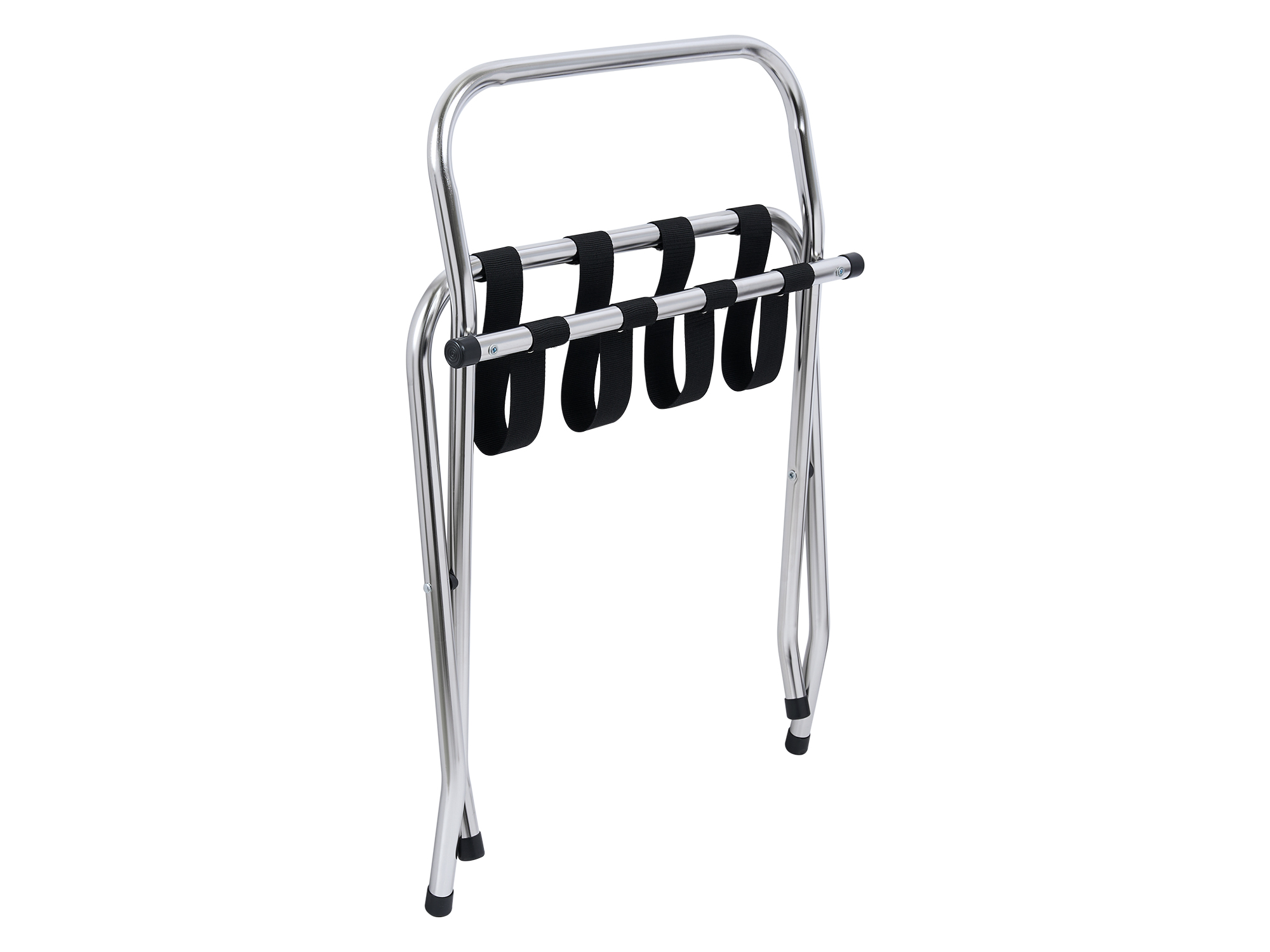 Metal Luggage Rack with Back (Ashton / LGR0001) in Polished Steel view 5