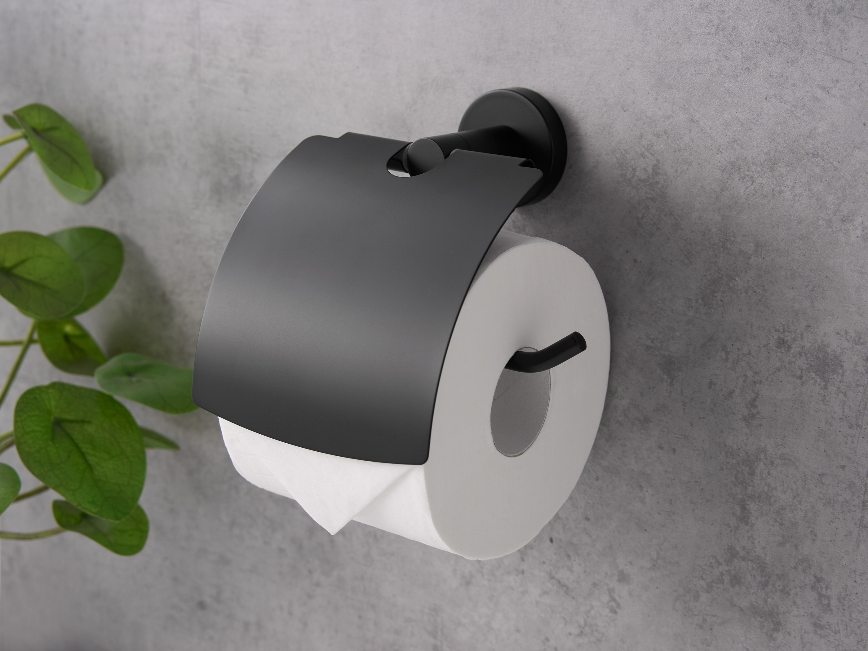 Harrogate Toilet Roll Holder with Cover in Black view 6