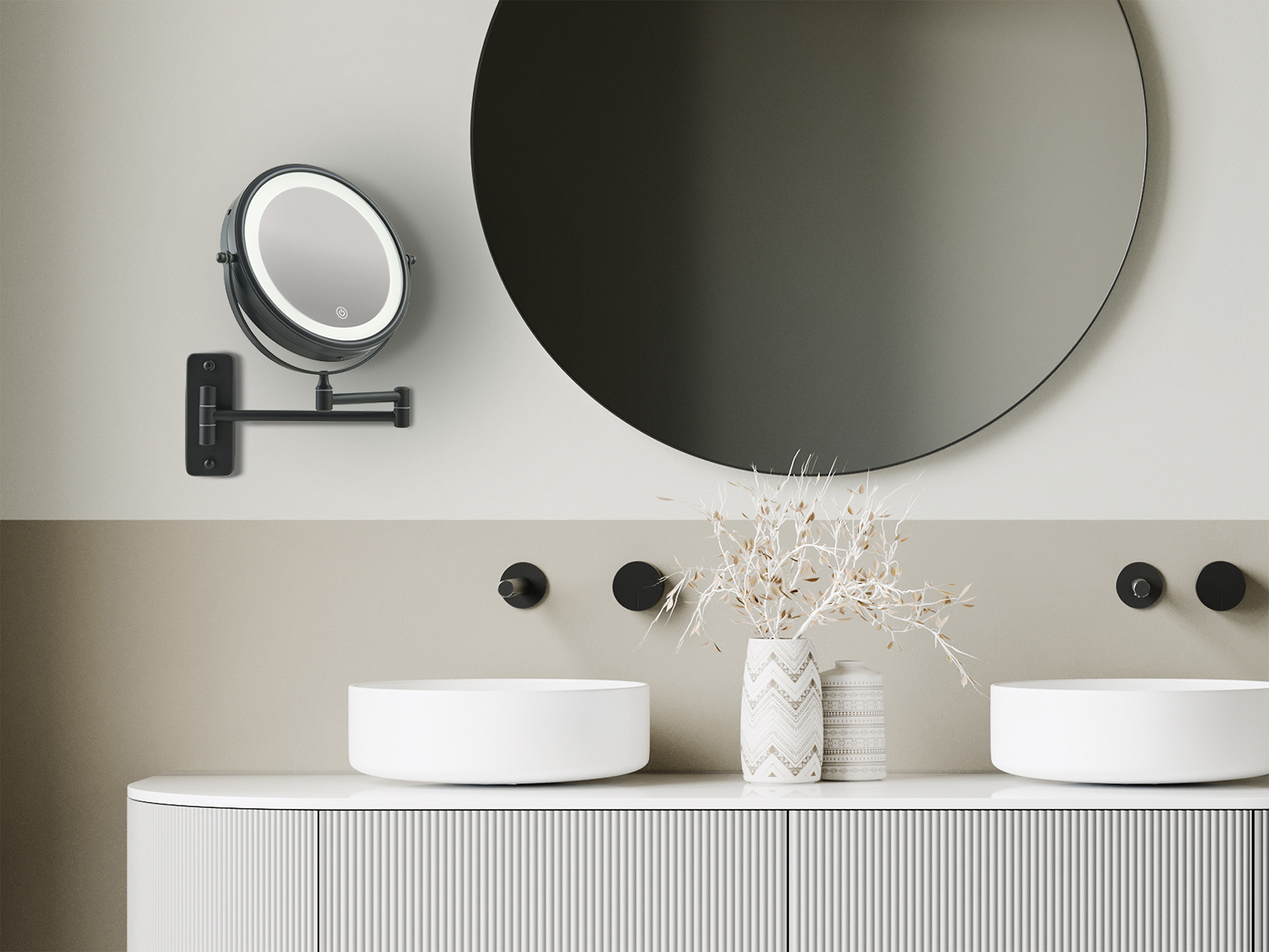 Winchester LED Wall Mounted Mirror in Matt Black view 7