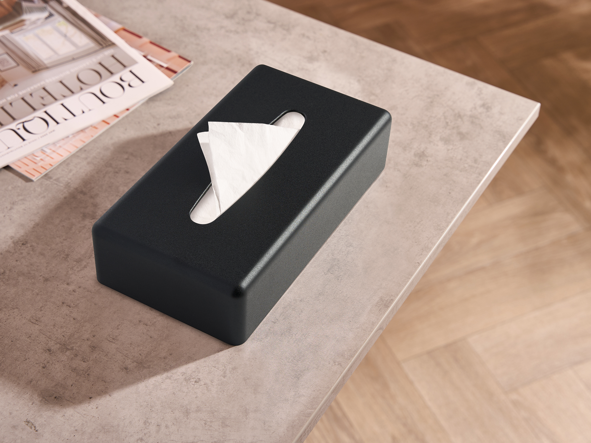 Rectangle Tissue Box Holder (Devon / TBC0002) in Black view 2