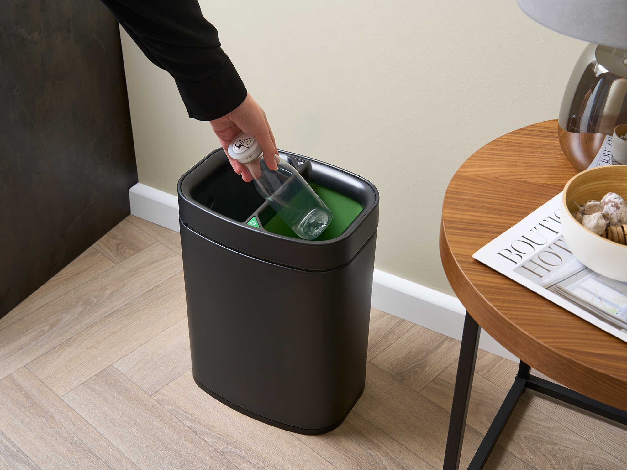 Newport Dual Recycling Bin in Black view 5