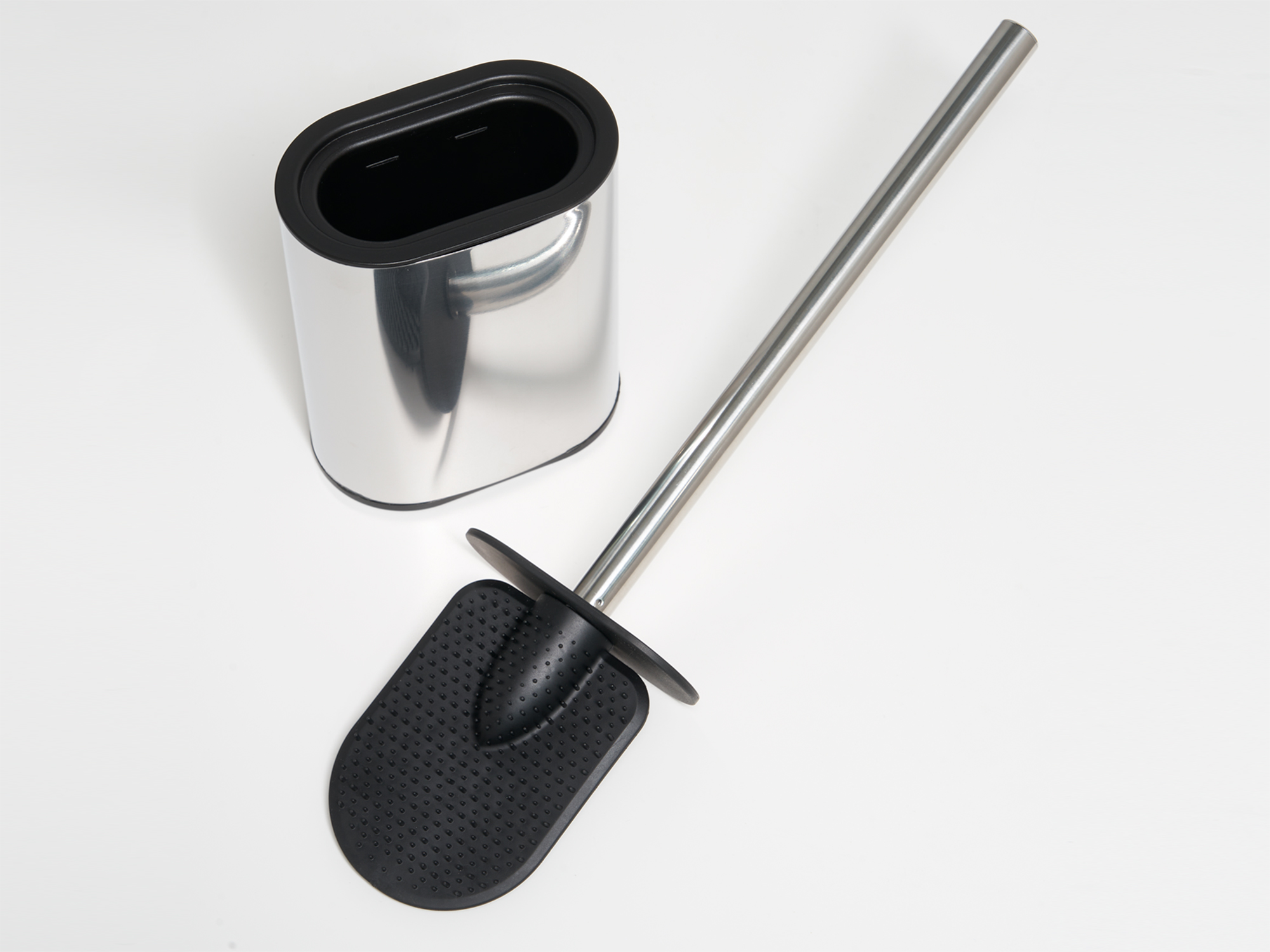 Toilet Brush (Sana / TBH0001) in Polished Steel & Black view 3