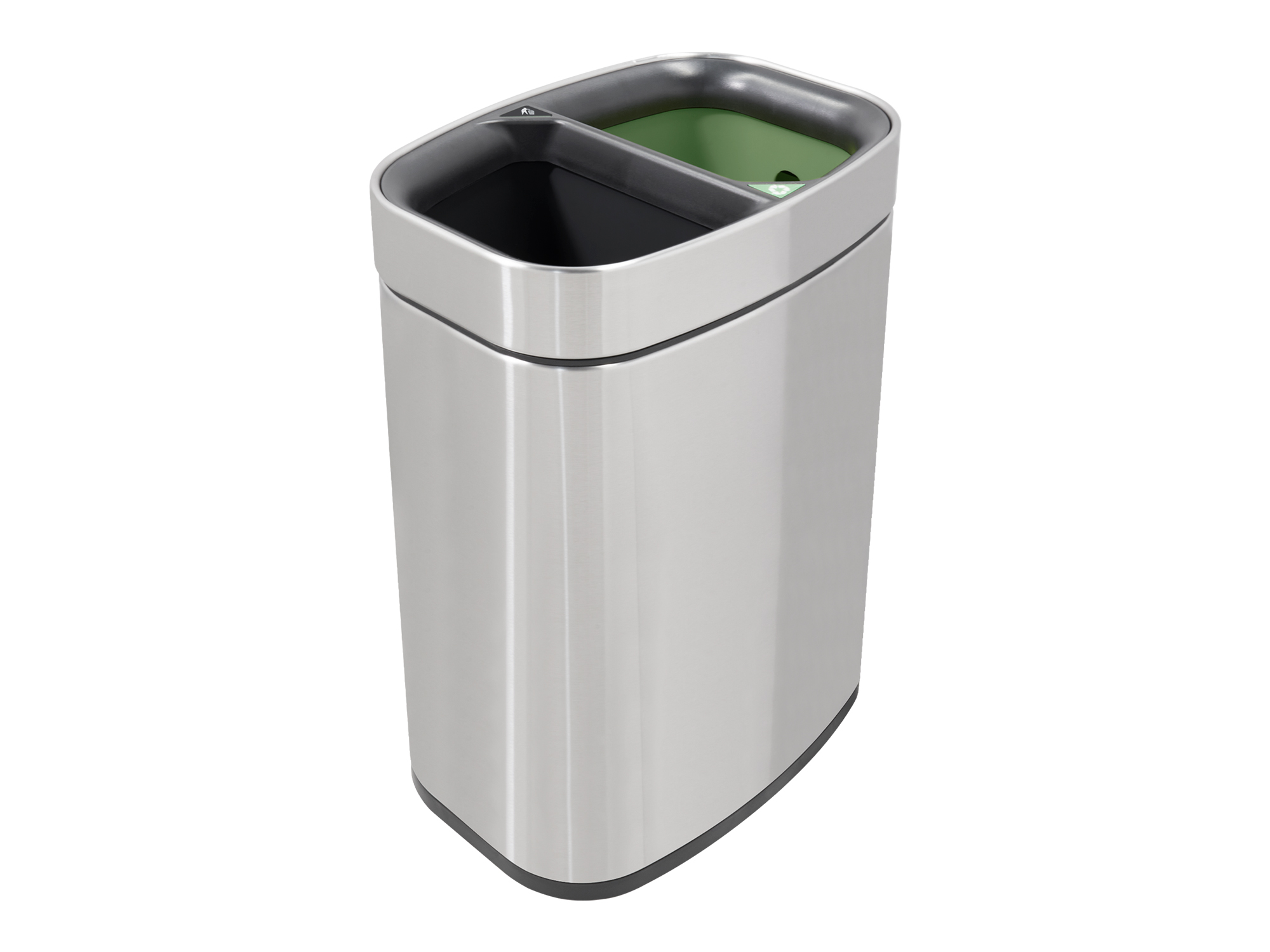 Newport Dual Recycling Bin in Brushed Steel view 3