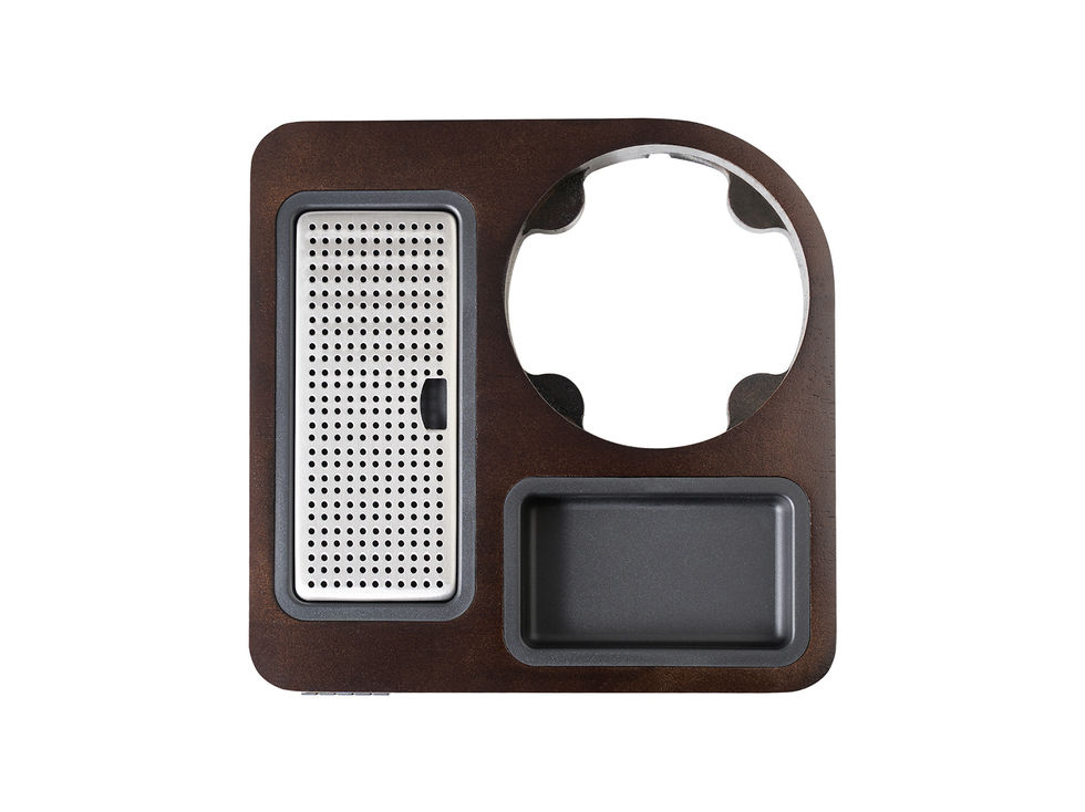 Birds-eye view image of the Canterbury Compact Welcome Tray in Dark Wood