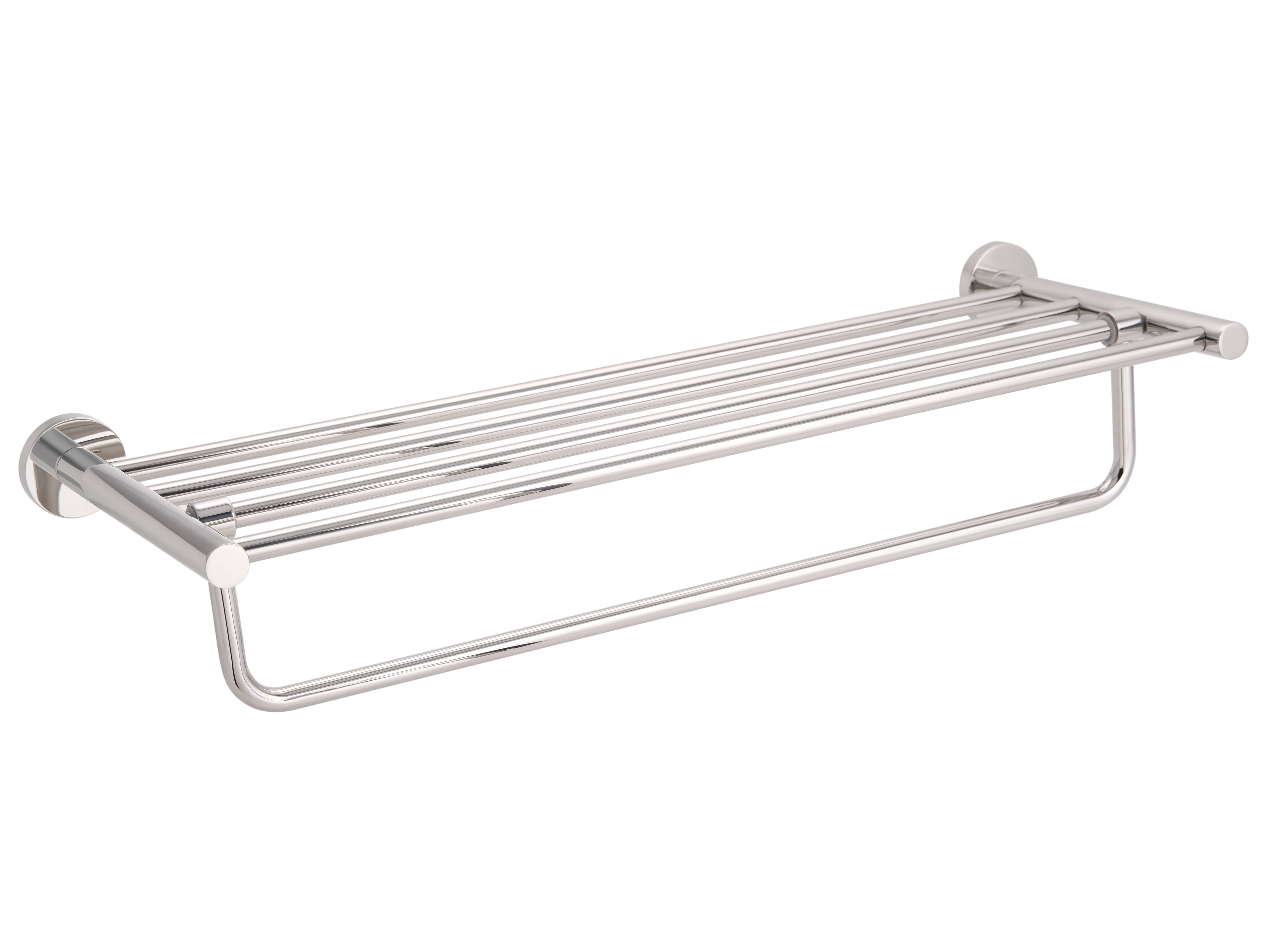 Harrogate Towel Rail with Shelf in Polished Steel