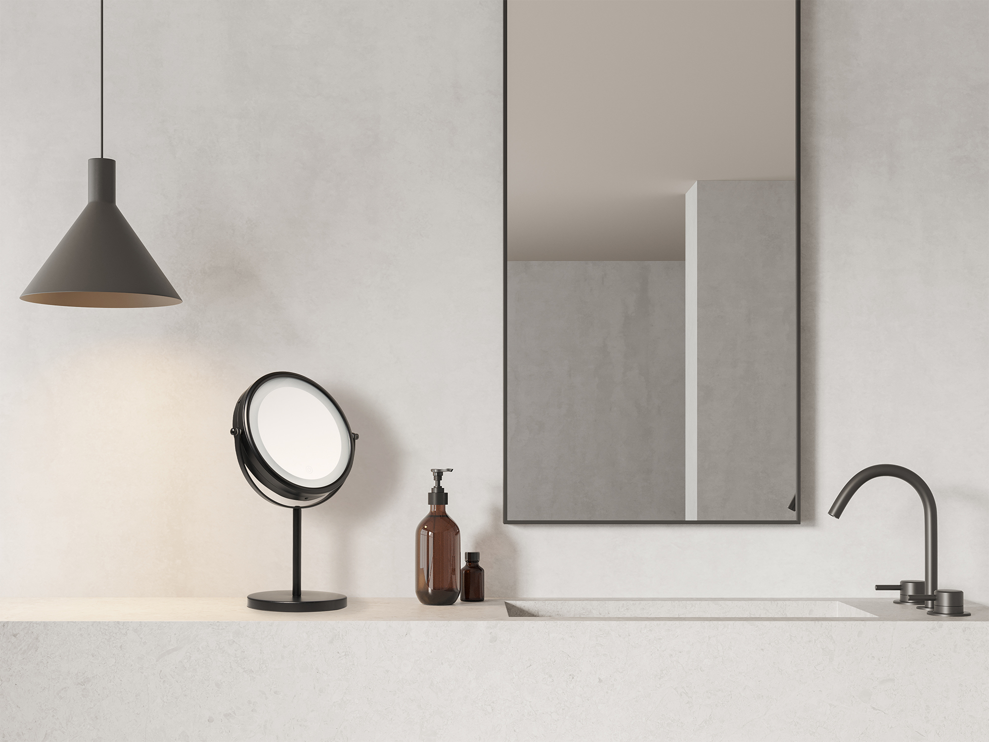 Winchester LED Free Standing Mirror in Matt Black view 6