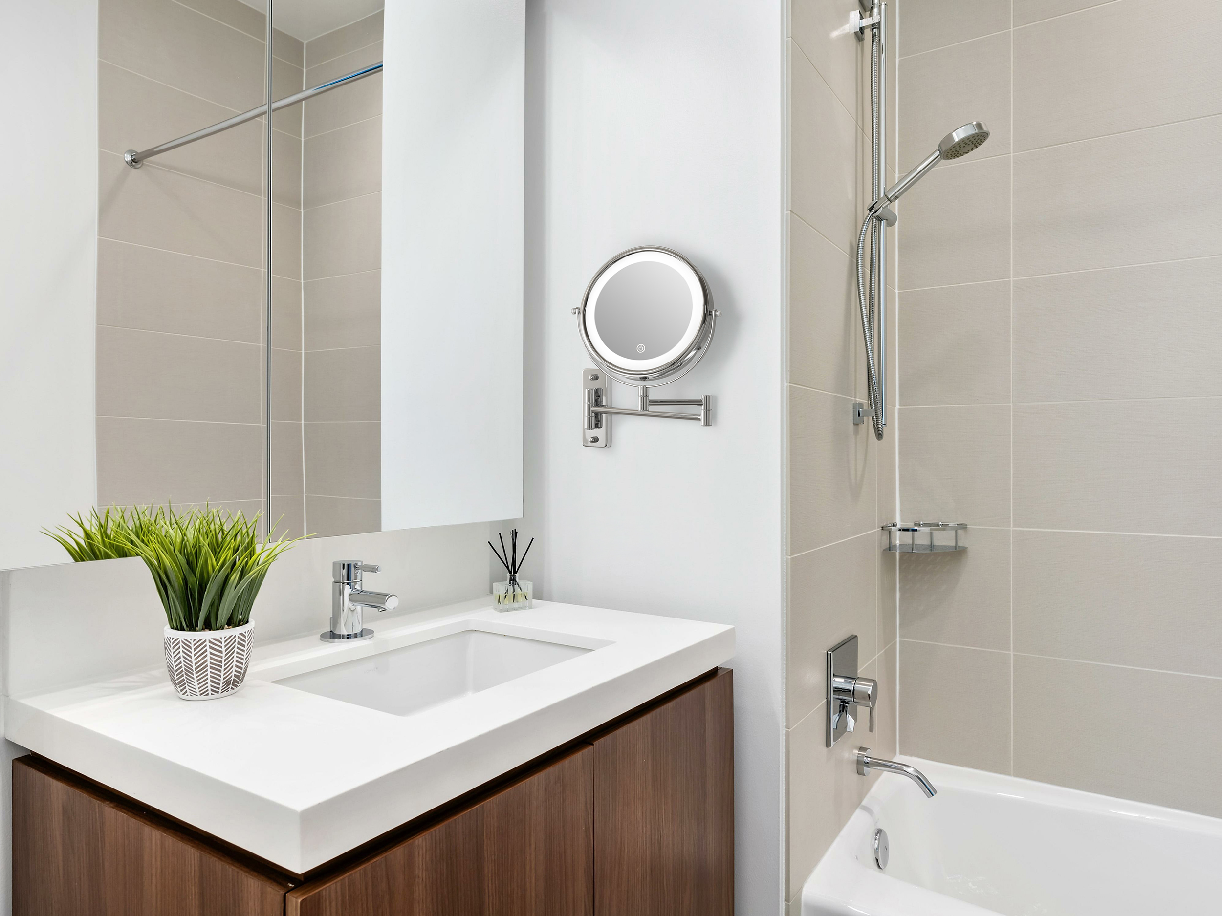 Winchester LED Wall Mounted Mirror in Chrome view 2
