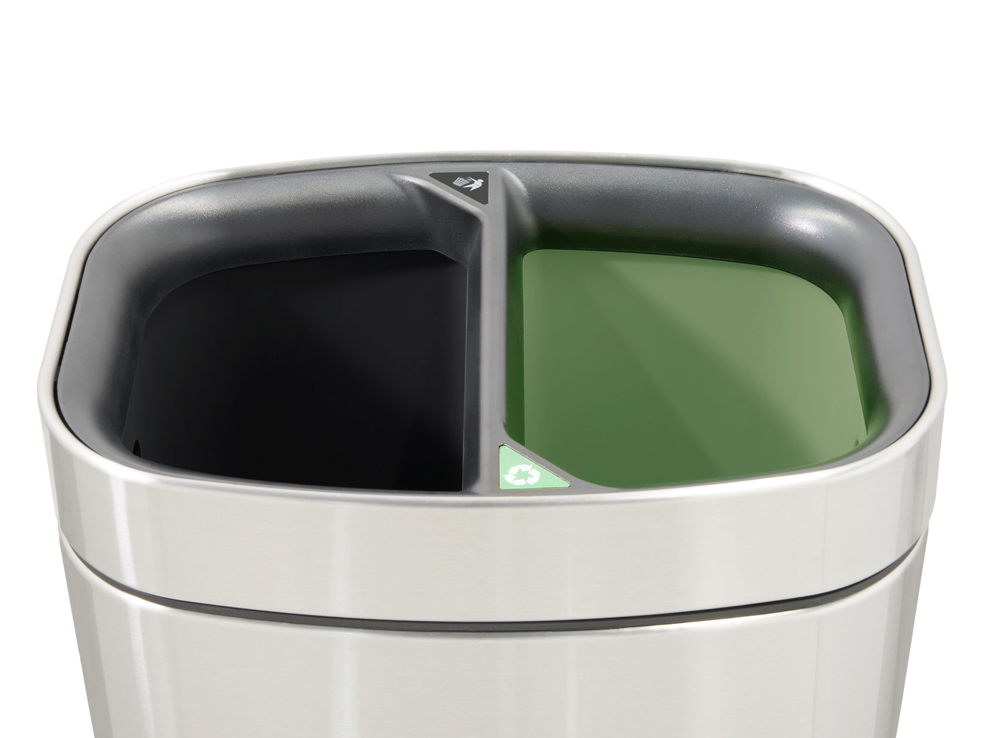 Newport Dual Recycling Bin in Brushed Steel view 5